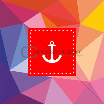 Nautical vector card with anchor on flat wrapping surface background
