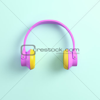Pink headphones on bright background