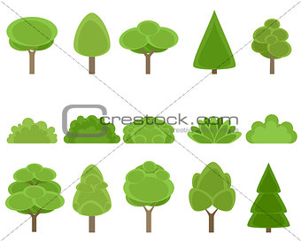 Set of trees and shrubs