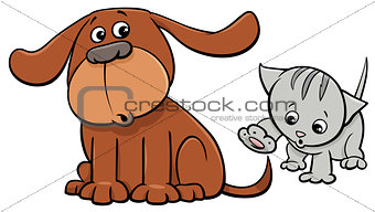 puppy and kitten characters cartoon illustration
