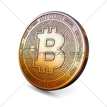 Bitcoin - Cryptocurrency Coin on White Background. 3D Rendering,