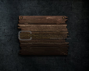 3D old wood sign on a grunge stone texture background