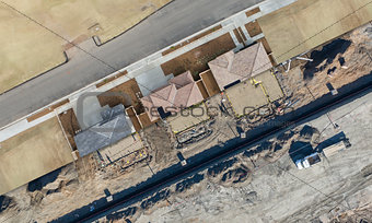 Drone Aerial View Cross Section of Home Construction Site