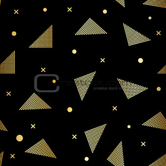 Triangle linear gold seamless pattern. Vintage poster.