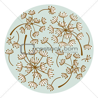 Dandelion floral round plate design vector.