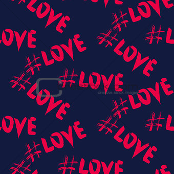 Love hashtags seamless vector pattern.