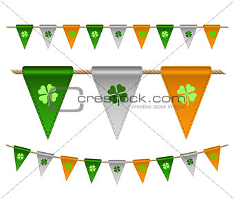 Colorful festive flags with clovers