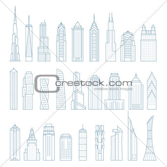 Modern megalopolis skyscrapers and buildings - towers and landma