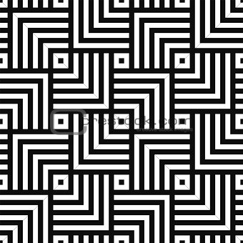 Geometric seamless vector creative pattern. Black and white squares background