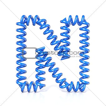 Spring, spiral cable font collection letter - N. 3D