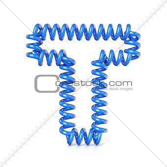 Spring, spiral cable font collection letter - T. 3D