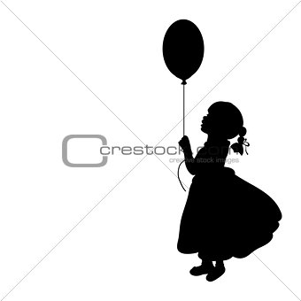 Silhouette girl holiday hand balloon