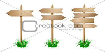 Set of wooden signpost