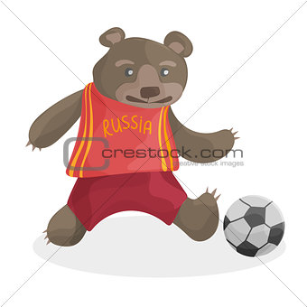 cute cartoon bear playing football in russia t-shirt - FIFA world cup 2018