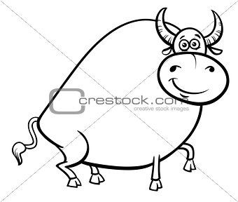 bull farm animal character cartoon color book