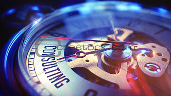 Consulting - Wording on Pocket Watch. 3D Render.