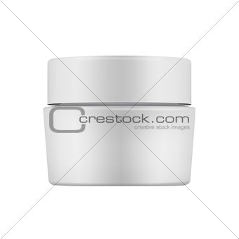 Isolated closed gray cream jar.