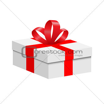 A box with a red ribbon and a bow