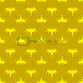 Seamless gold crown pattern background
