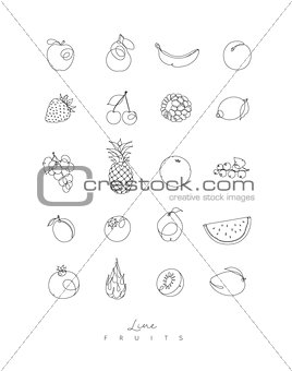 Pen line fruits icons