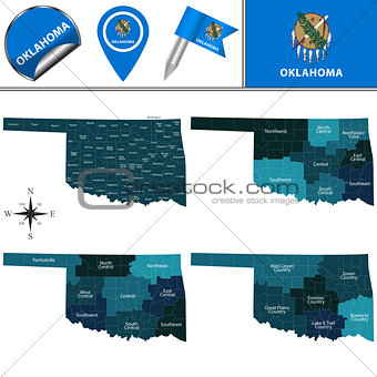 Map of Oklahoma with Regions