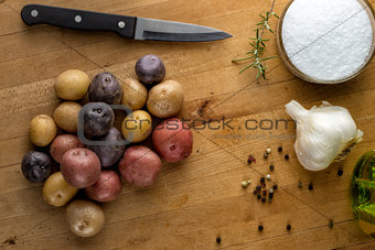 Multicolored baby potatoes