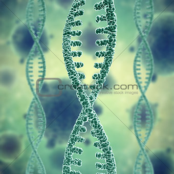 3D vintage medical background with DNA strands