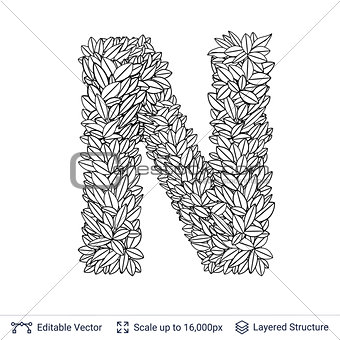 Letter N symbol of white leaves.