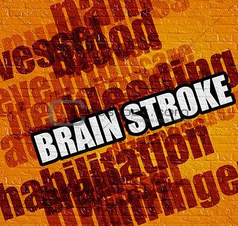 Modern medicine concept: Brain Stroke on the Yellow Brickwall .