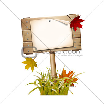 Autumn wooden sign