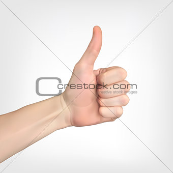 Realistic 3D Silhouette of hand with raised thumb designating "a