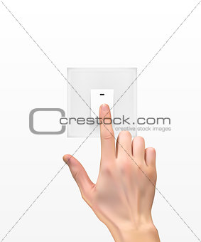 Realistic 3D Silhouette of  hand with light switch Vector Illust