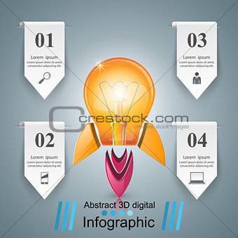Rocket bulb icon. Abstract  illustration Infographic.