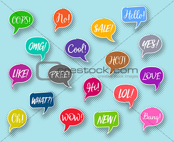 Chat bubbles collection text expressions