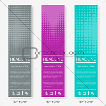 Vector vertical halftone design banners