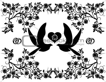 wedding doves with flourishes 3
