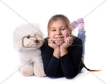 young girl and dog