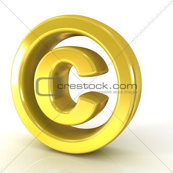 Copyright symbol 3D golden