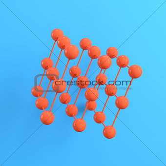 Abstract spheres on bright blue background
