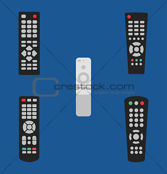 Tv remote control vector illustration icon set old and modern