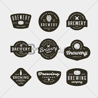 set of vintage brewery logos. vector illustration