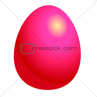Pink Easter egg. Vector illustration isolated on white background. Clipart for the holiday design and cards.