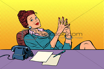 businesswoman boss sitting at the office Desk