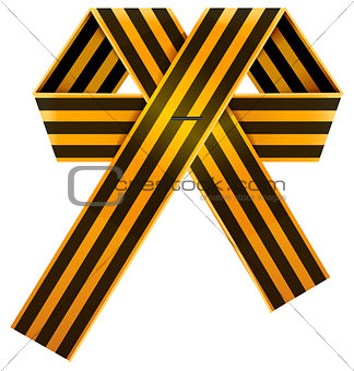 Russian striped St. George ribbon bow symbol of victory day