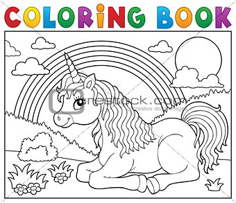 Coloring book lying unicorn theme 2