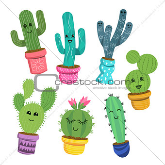 Happy Cactus Plant Characters