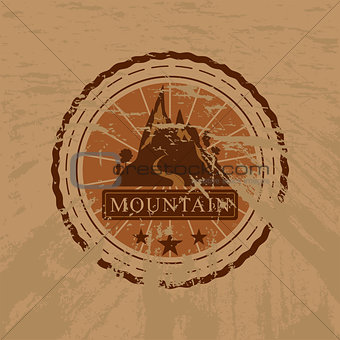 The vector mountain grunge sticker