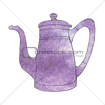 Ultra violet watercolor hand drawn coffeeapot