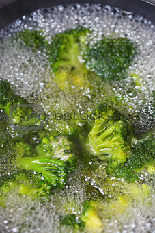 Boiling Broccoli in a pan