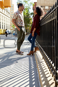 Young Couple Meeting On Urban Street In New York City